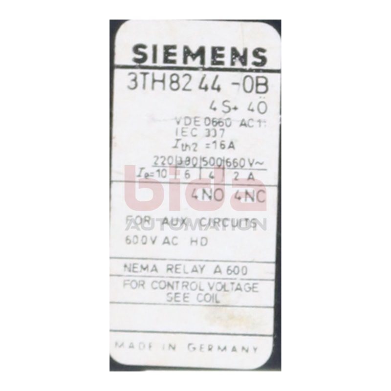 Siemens 3TH82 44-0B Sch&uuml;tz Contector  600 VAC 16A 24V