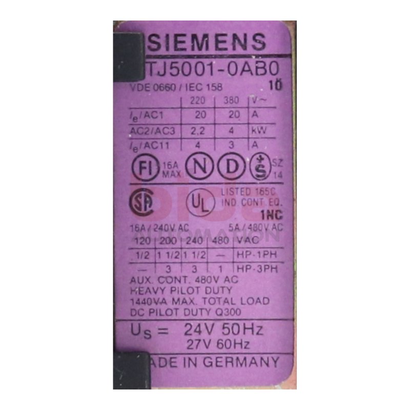 Siemens 3TJ5001-0AB0 Sch&uuml;tz Contector 24V