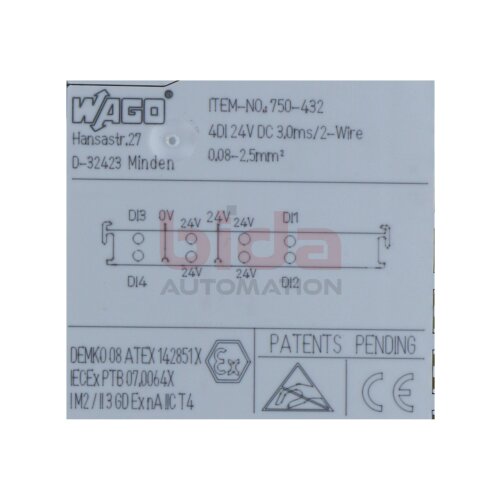 WAGO 750-432 4-Kanal-Digitaleingang 4-channel digital input