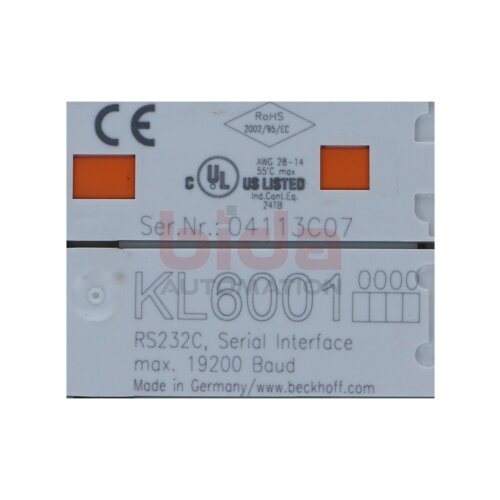 BECKHOFF KL6001 (04113C07)  Busklemme, 1-Kanal-Kommunikations-Interface / Bus terminal, 1-channel communication interface , seriell, RS232