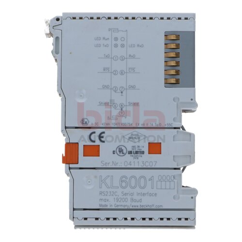 BECKHOFF KL6001 (04113C07)  Busklemme, 1-Kanal-Kommunikations-Interface / Bus terminal, 1-channel communication interface , seriell, RS232