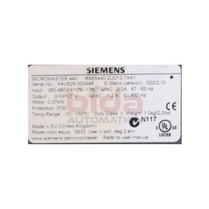 Siemens 6SE6440-2UD13-7AA1 /  6SE6 440-2UD13-7AA1...