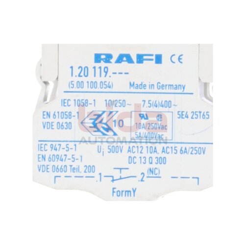 Rafi 1.20 119.--- (5.00 100.054) NOT-Aus-Schalter Emergency Switch 10A 250Vac
