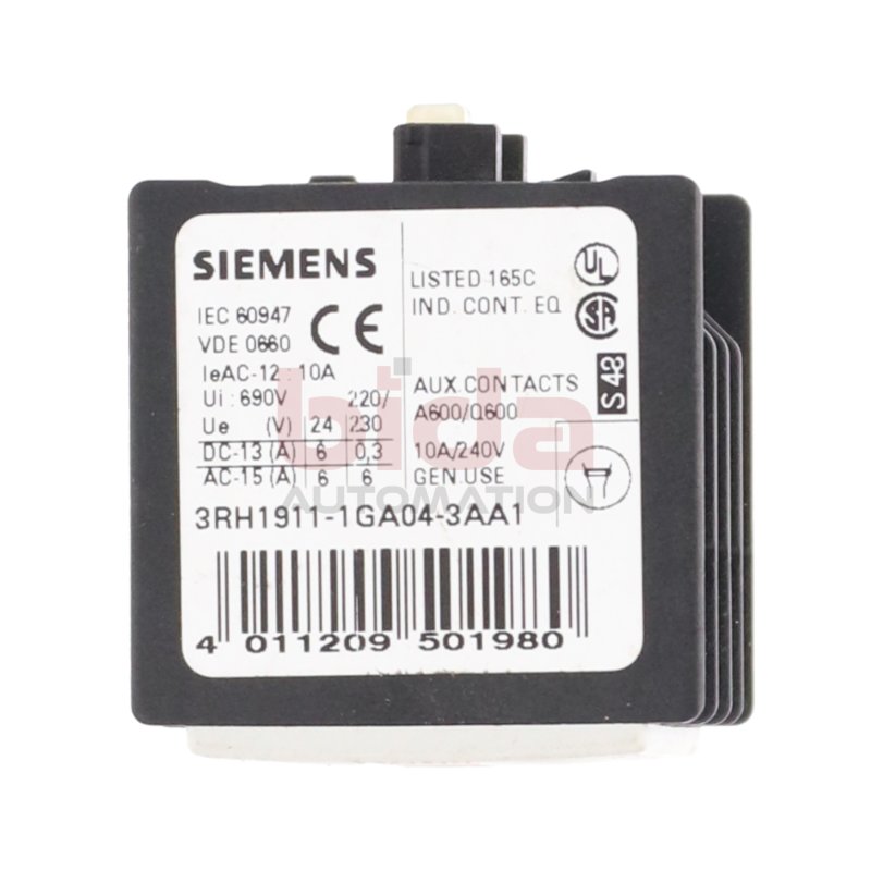 Siemens 3RH1911-1GA04-3AA1 / 3RH1 911-1GA04-3AA1Hilfsschalterblock Auxiliary Switch Block 240V 10A