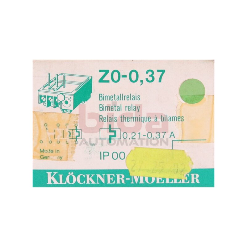 Kl&ouml;ckner-Moeller  Z0-0,37 Bimetallrelais Bimetal relay