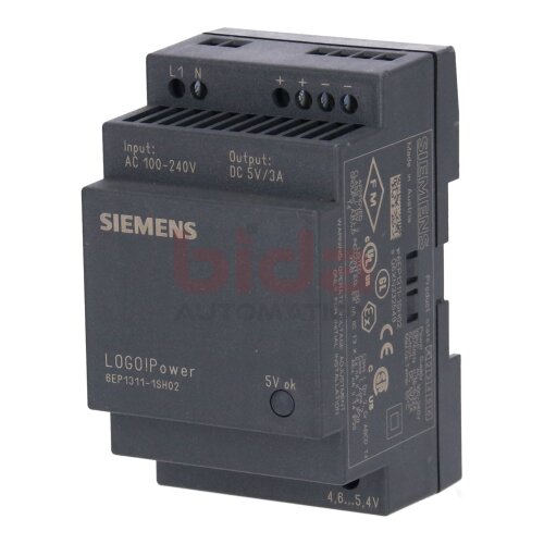 Siemens 6EP1311-1SH02 / 6EP1 311-1SH02 LOGO!Power 5 V Geregelte Stromversorgung / Power Supply AC 100-240 V / DC 5 V/3 A