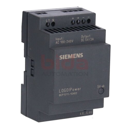 Siemens 6EP1311-1SH02 / 6EP1 311-1SH02 LOGO!Power 5 V Geregelte Stromversorgung / Power Supply AC 100-240 V / DC 5 V/3 A