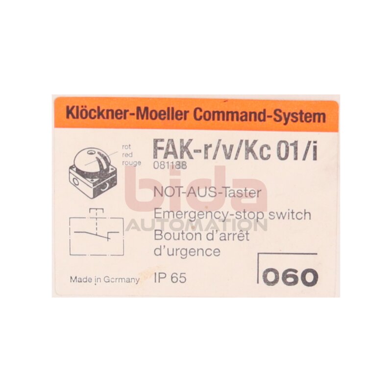 MOELLER FAK-r/v/Kc 01/i (081188) Not-Aus Taster / emergency stop button