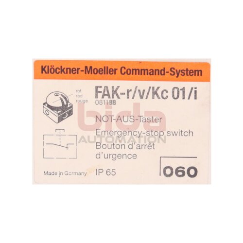 MOELLER FAK-r/v/Kc 01/i (081188) Not-Aus Taster / emergency stop button