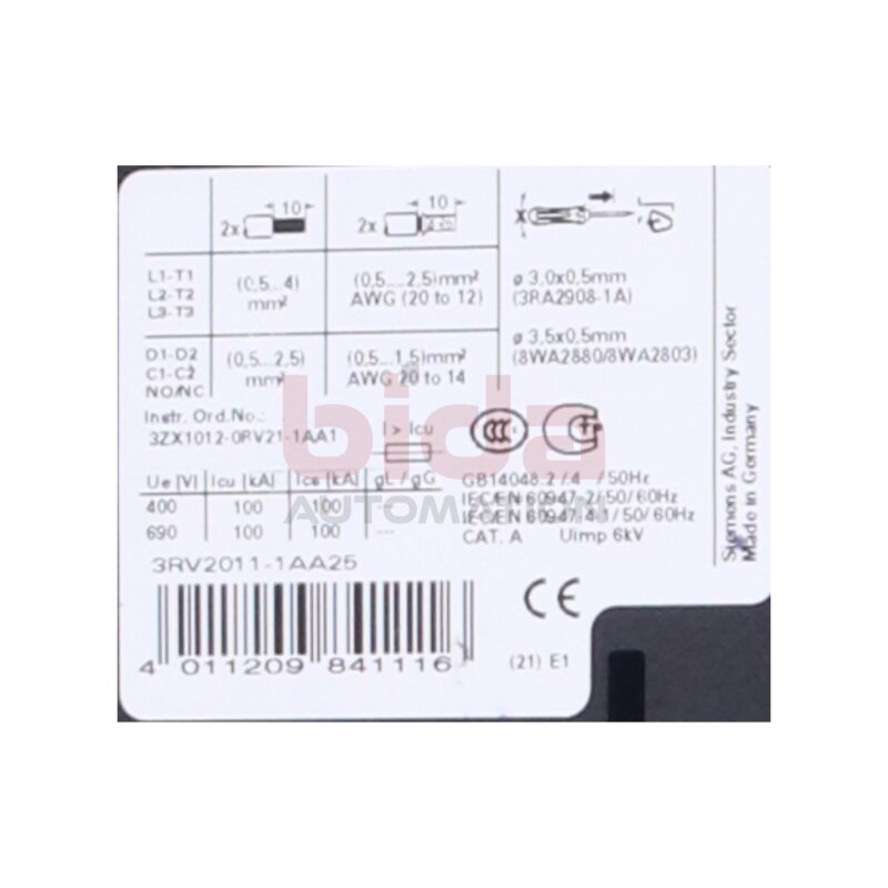Siemens 3RV2011-1AA25