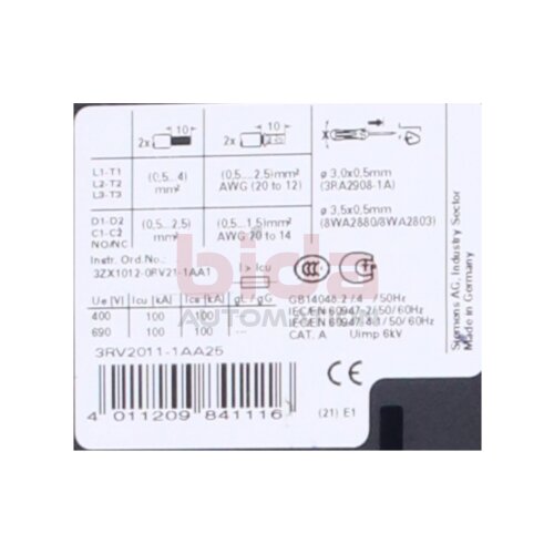 Siemens 3RV2011-1AA25