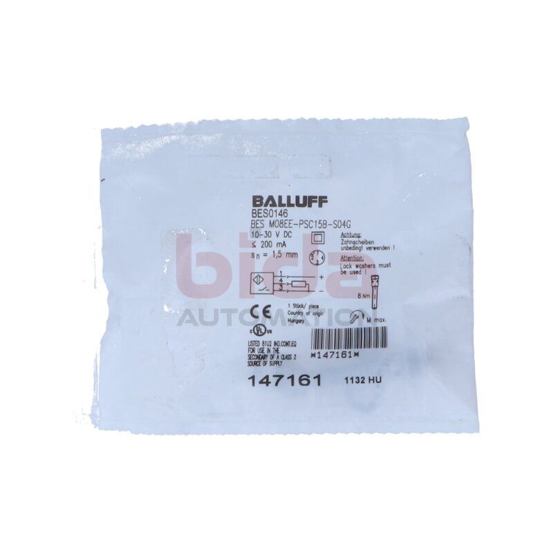 BALLUFF BES0146  (BES M08EE-PSC15B-S04G) Induktiver N&auml;herungssensor / Inductive proximity sensor