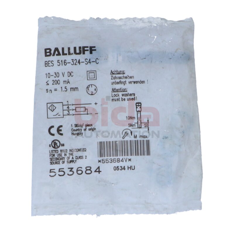 BALLUFF BES 516-324-S4-C Induktiver N&auml;herungssensor / Inductive proximity sensor