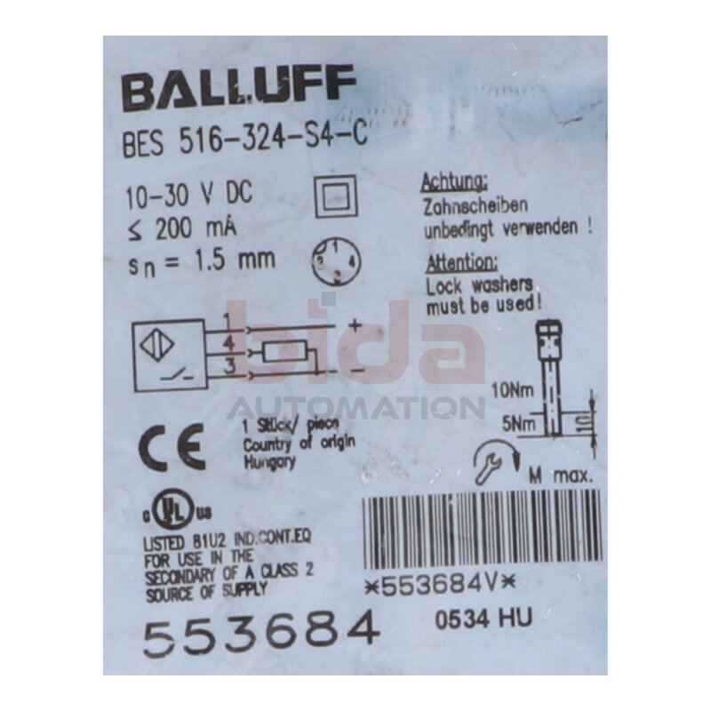 BALLUFF BES 516-324-S4-C Induktiver N&auml;herungssensor / Inductive proximity sensor