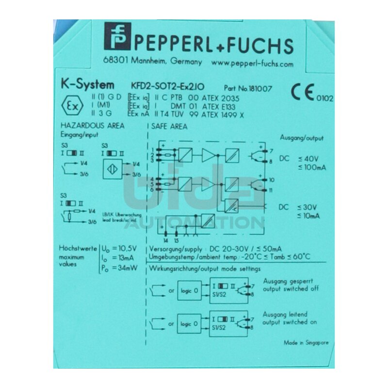 Pepperl+Fuchs KFD2-SOT2-Ex2.IO (181007) Schaltverst&auml;rker Switching amplifier