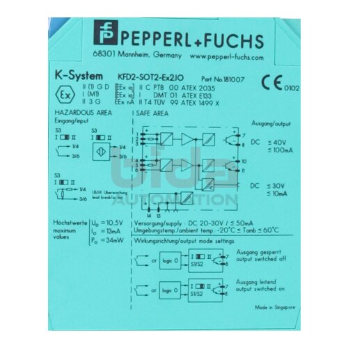 Pepperl+Fuchs KFD2-SOT2-Ex2.IO (181007) Schaltverst&auml;rker Switching amplifier