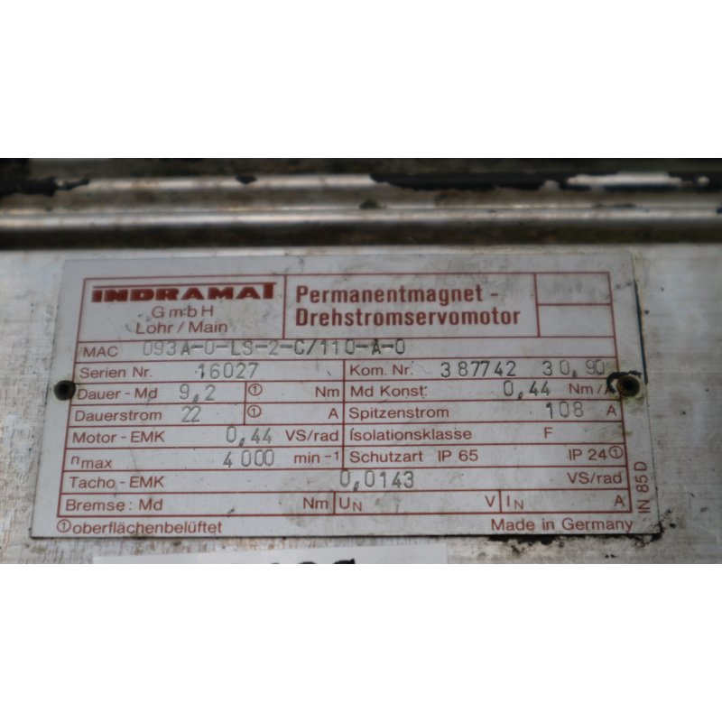 Rexroth Indramat MAC093A-0-LS-2-C/110-A-0 Permanent-Magnet-Motor Servo