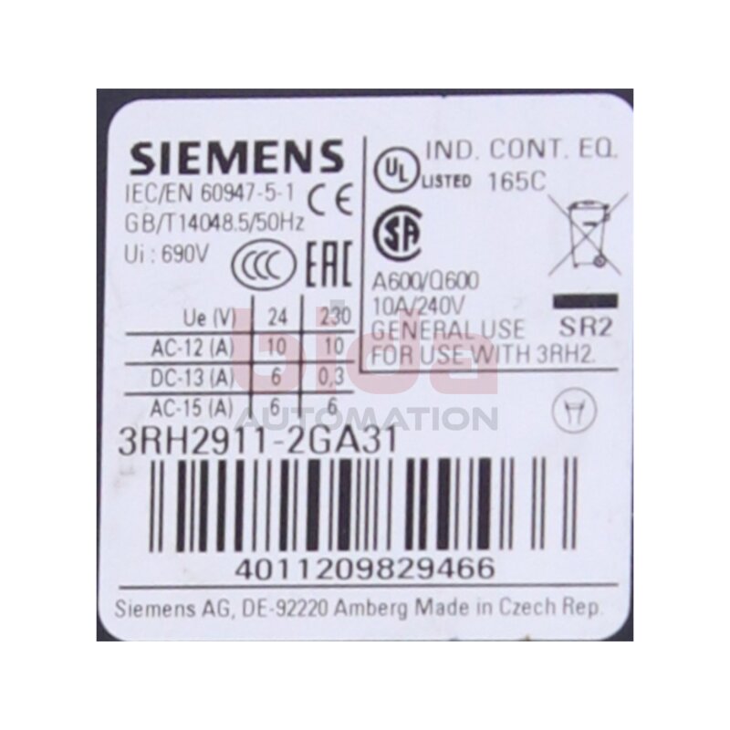 Siemens 3RH2911-2GA31 / 3RH2 911-2GA31 Hilfsschalter Auxiliary switch