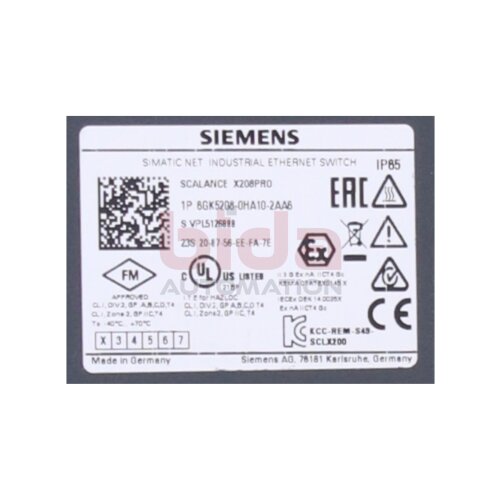 Siemens 6GK5208-0HA10-2AA6 / 6GK5 208-0HA10-2AA6 SCALANCE X208PRO Industrial Ethernet Switch