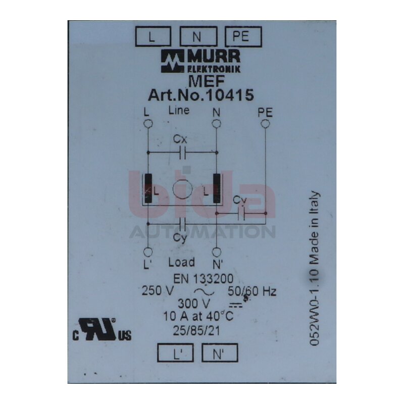 MURR ELEKTRONIK  10415 Einphasiger Netzentst&ouml;rfilter / Single-phase mains interference filter