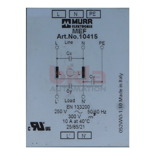 MURR ELEKTRONIK  10415 Einphasiger Netzentst&ouml;rfilter / Single-phase mains interference filter