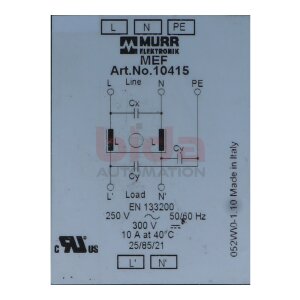 MURR ELEKTRONIK  10415 Einphasiger Netzentstörfilter...