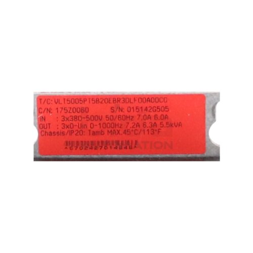 Danfoss VLT5005PT5B20EBR3DLF00A00C0 Frequenzumrichter Frequency Converter 3x380-500V 7,0A