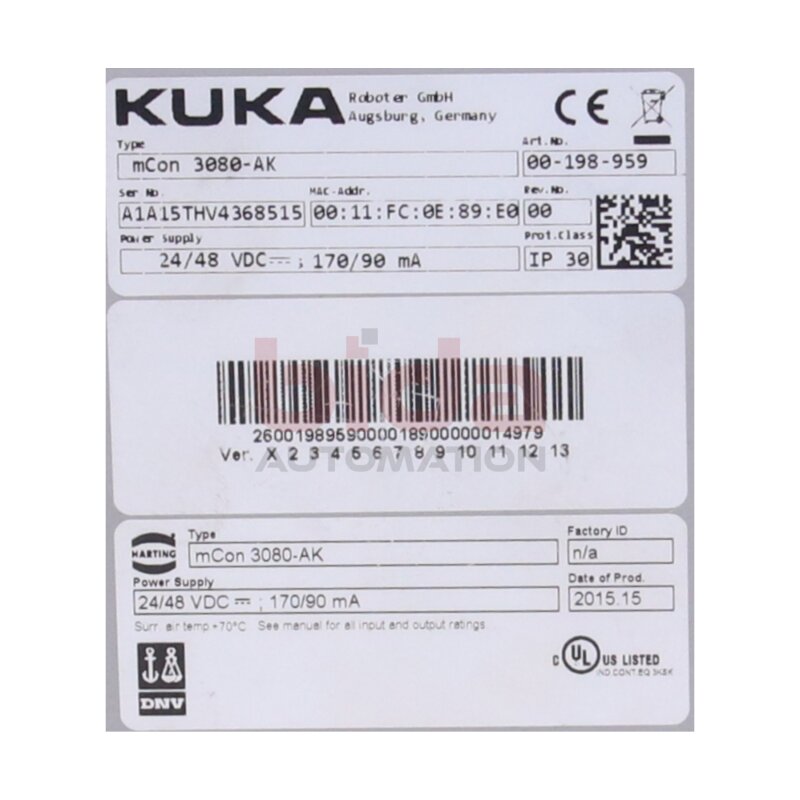 KUKA mCon 3080-AK (00-198-959) Ethernet Switch