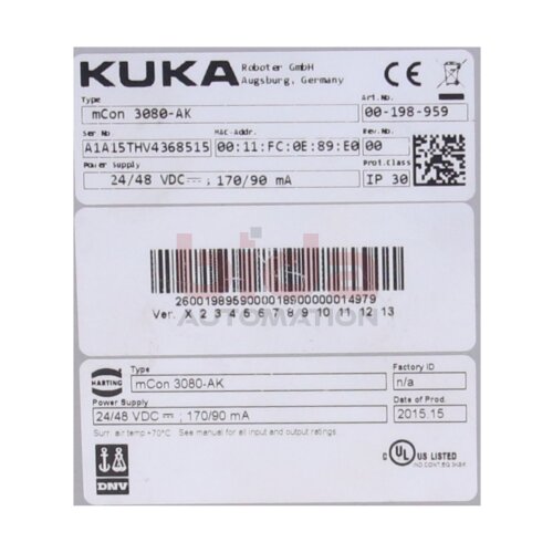 KUKA mCon 3080-AK (00-198-959) Ethernet Switch