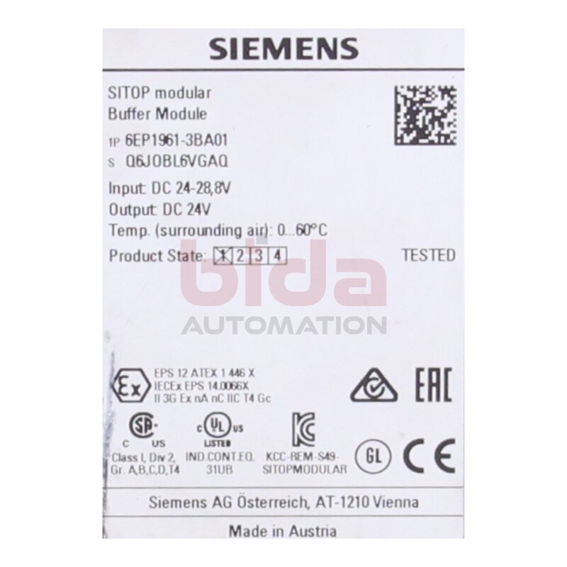 Siemens 6EP1961-3BA01 / 6EP1 961-3BA01 SITOP PSE201U Puffermodul Buffer module