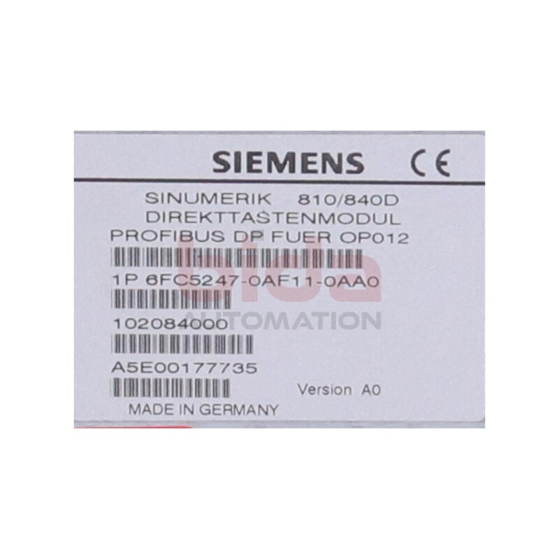 Siemens 6FC5247-0AF11-0AA0 / 6FC5 247-0AF11-0AA0 SINUMERIK Bedientafelfront Direkttastenmodul / control panel front direct key module PROFIBUS-DP