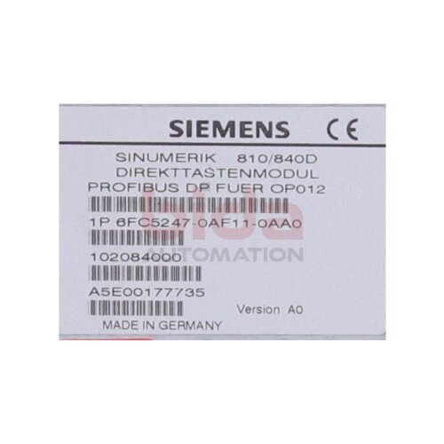 Siemens 6FC5247-0AF11-0AA0 / 6FC5 247-0AF11-0AA0 SINUMERIK Bedientafelfront Direkttastenmodul / control panel front direct key module PROFIBUS-DP