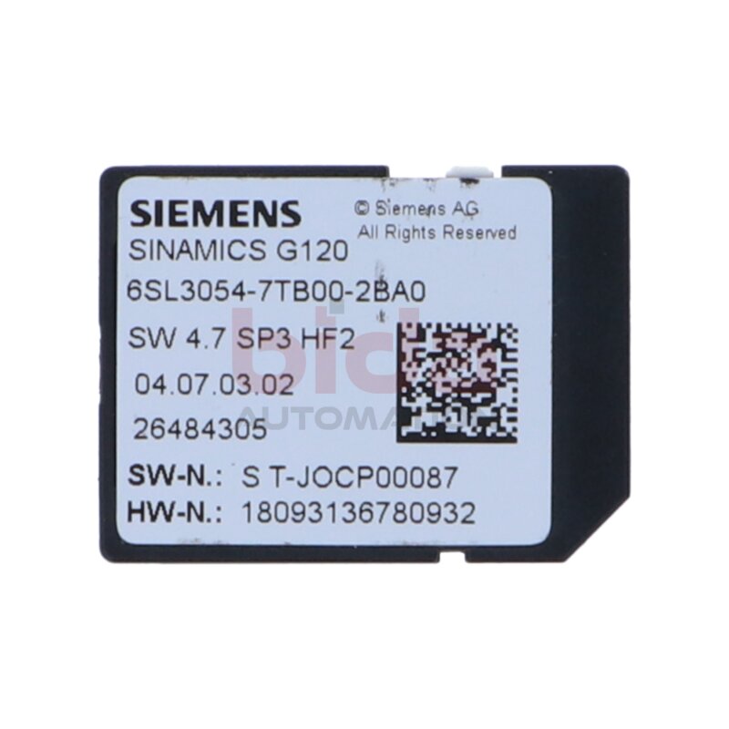 Siemens 6SL3054-7TB00-2BA0 / 6SL3 054-7TB00-2BA0 SINAMICS G120 SD-Card 512 MByte