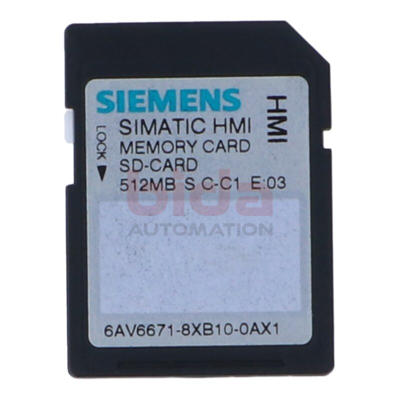 Siemens 6AV6671-8XB10-0AX1 /  6AV6 671-8XB10-0AX1 SIMATIC SD-Speicherkarte 512 MB Secure Digital Card