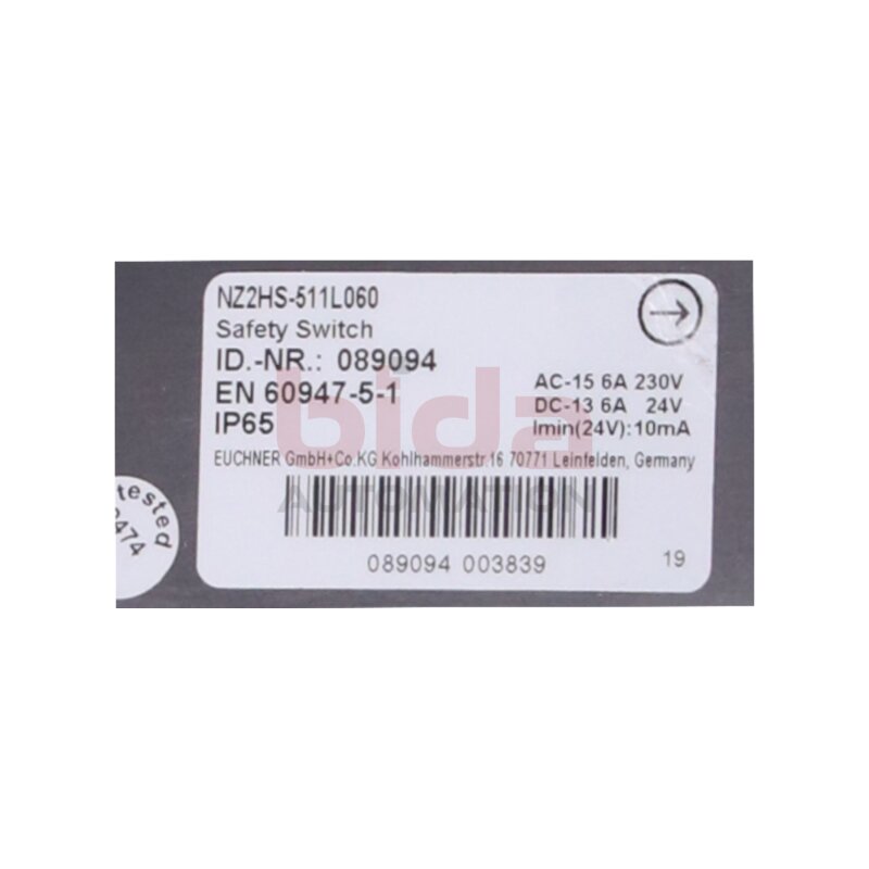 EUCHNER NZ2HS-511L060 (089094) Safety Switch Sicherheitsschalter