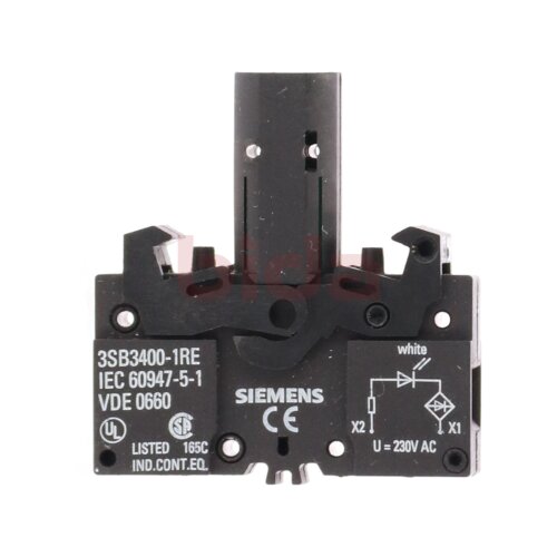 Siemens 3SB3400-1RE Lampenfassung mit integrierter LED  Lamp holder with integrated LED