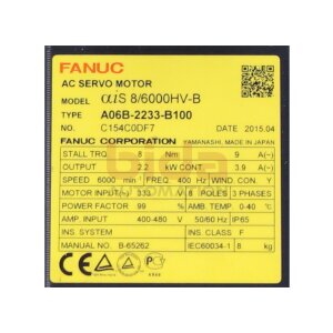 Fanuc A06B-2233-B100 (C154C0DF7) AC Servo Motor