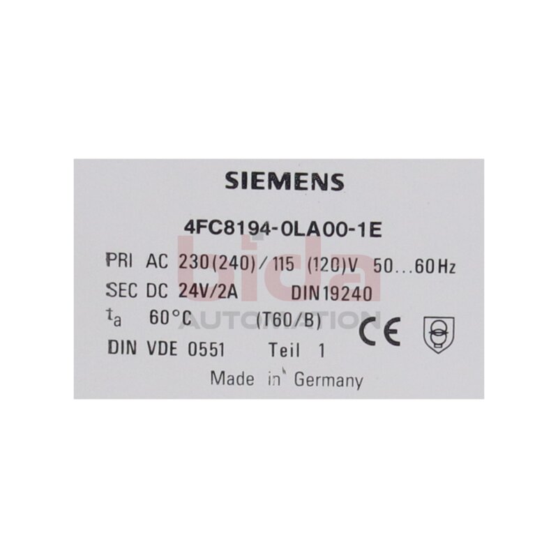 Siemens 4FC8194-0LA00-1E / 4FC8 194-0LA00-1E Gleichstromversorgung DC power supply