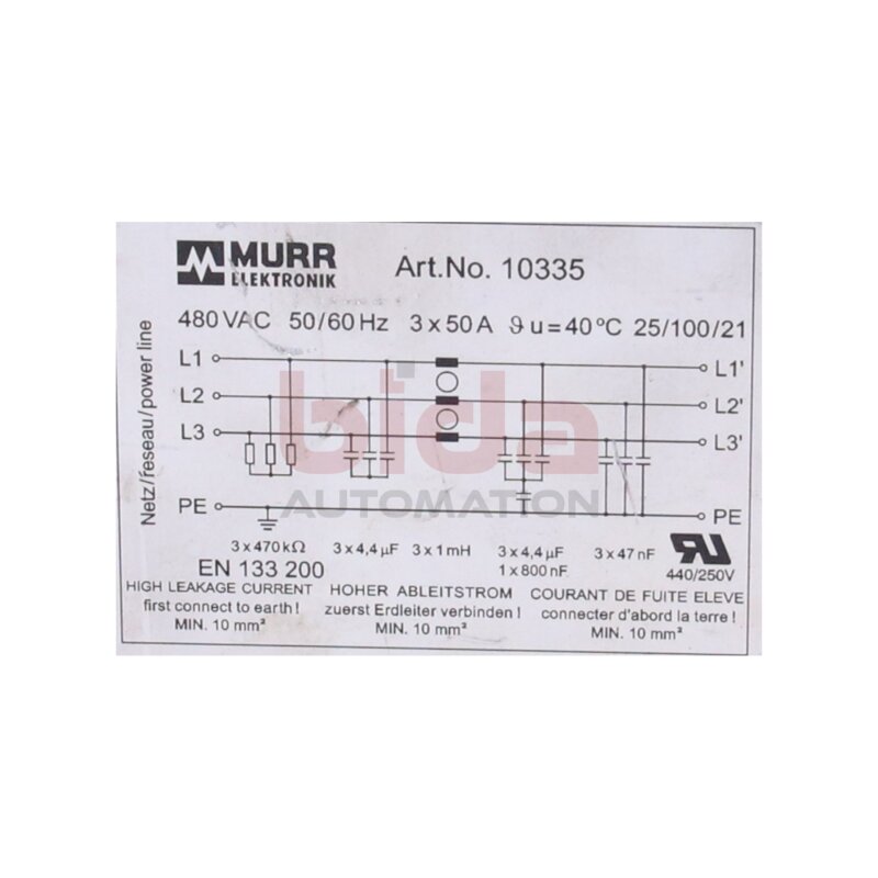 Murr Elektronik 10335 Motorentst&ouml;rmodul Engine interference suppression module 480 V