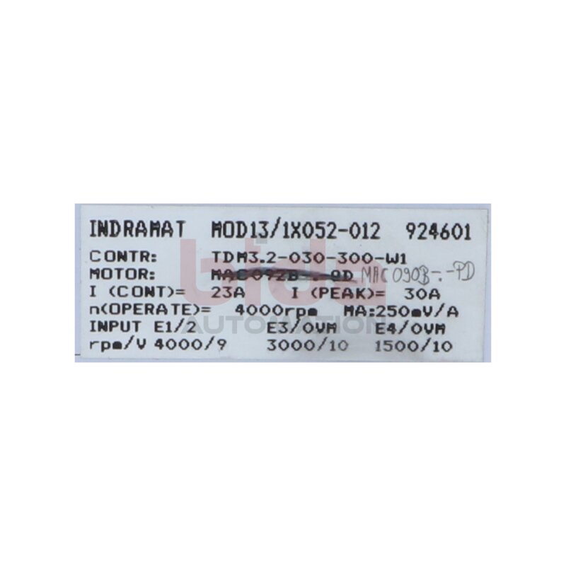 INDRAMAT MOD13/1X052-012 (924601) Servocontroller