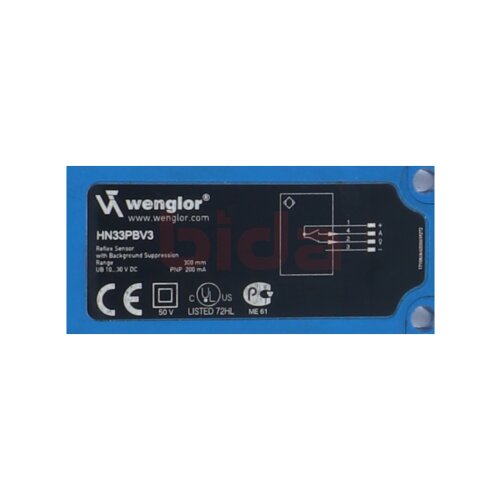 wenglor HN33PBV3 Reflextaster mit Hintergrundausblendung Reflective sensor with background suppression