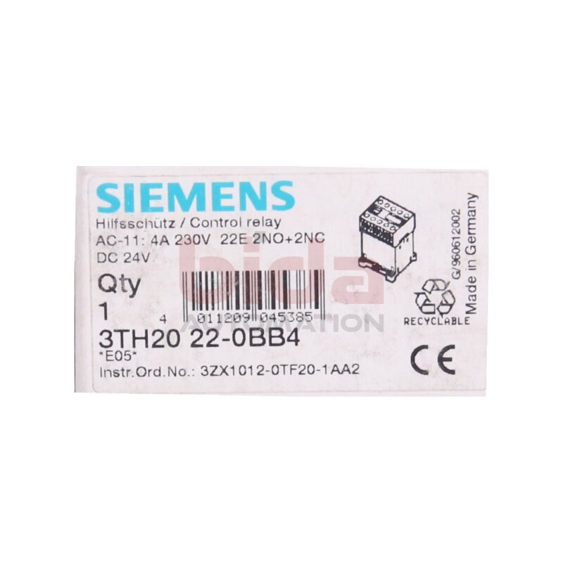 Siemens 3TH2022-0BB4 / 3TH2 022-0BB4 Hilfssch&uuml;tz Auxiliary contactor