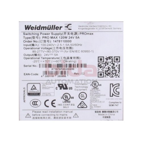 Weidm&uuml;ller PROmax 1478110000 Hutschienen-Netzteil DIN rail power supply unit