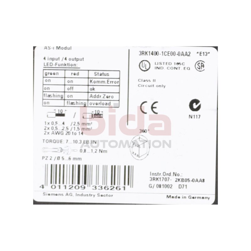 Siemens 3RK1400-1CE00-0AA2 SlimLine Modul