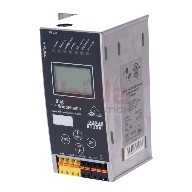 Bihl+Wiedemann BWU1567 (12250) AS-i PROFIBUS Gateway in Stainless Steel 1-Master