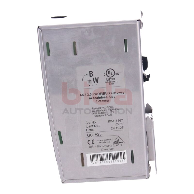 Bihl+Wiedemann BWU1567 (12250) AS-i PROFIBUS Gateway in Stainless Steel 1-Master