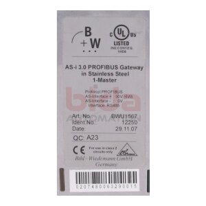 Bihl+Wiedemann BWU1567 (12250) AS-i PROFIBUS Gateway in...