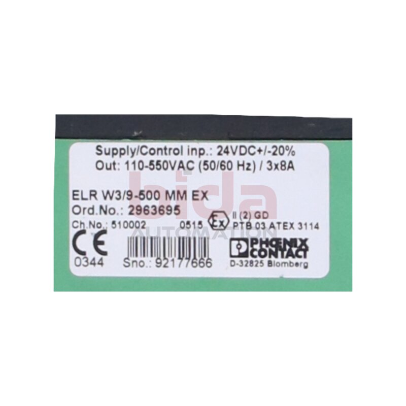 Phoenix Contact ELR W3/9-500 MM EX (2963695) Lastrelais-Wendestarter Load relay reversing starter