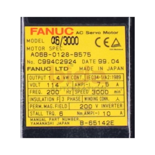 Fanuc A06B-0128-B575 (C994C2924) AC Servo Motor