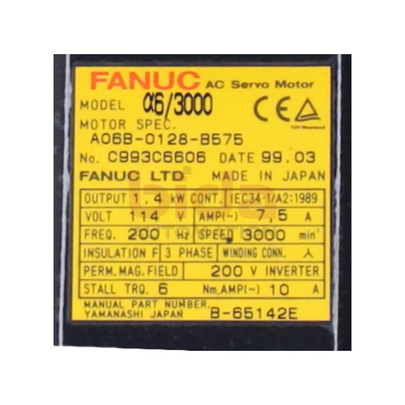 Fanuc A06B-0128-B575 (C993C6606) AC Servo Motor